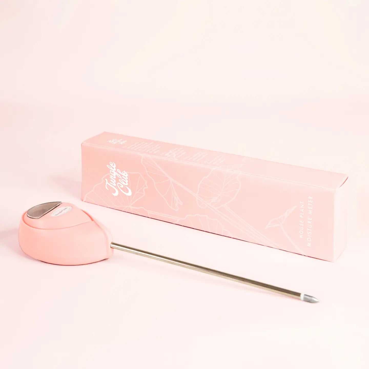 A light pink moisture meter.