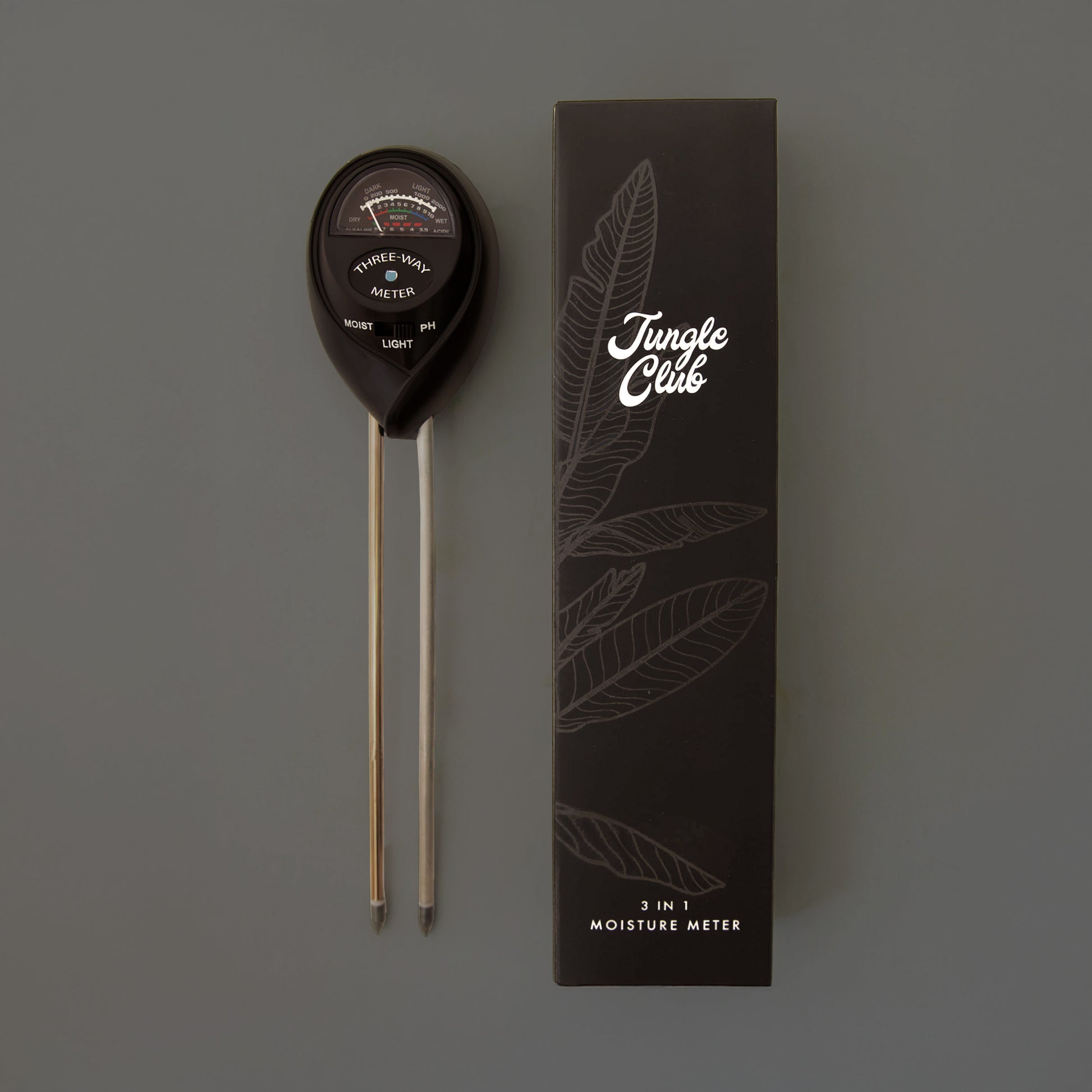 A black plant moisture meter. 