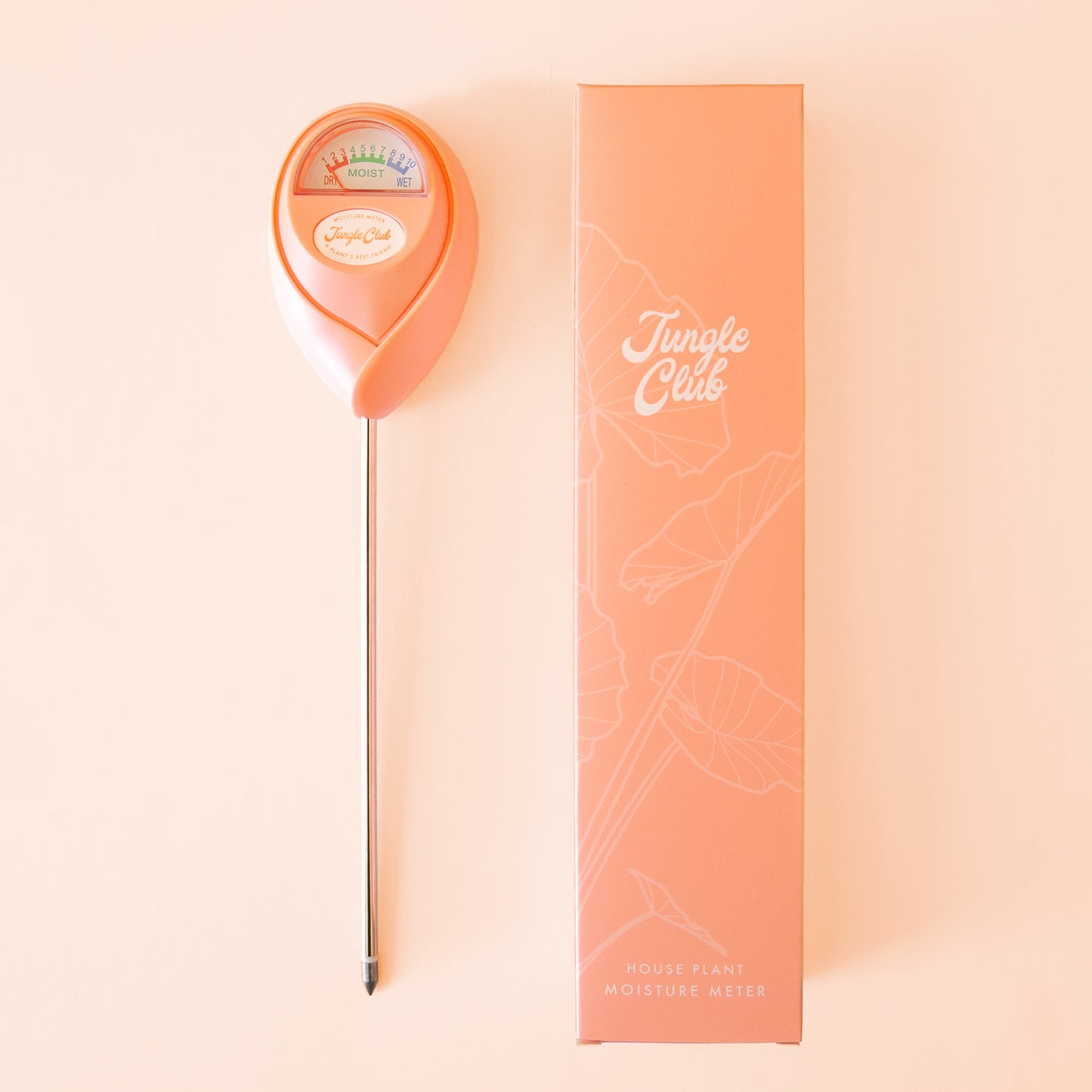 A salmon pink moisture meter. 