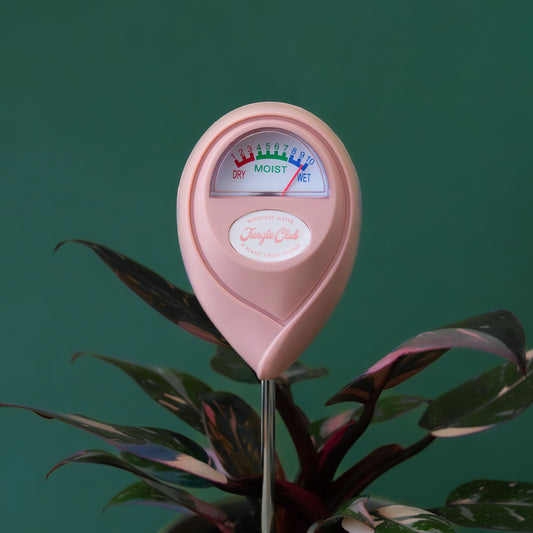 A light pink moisture meter. 